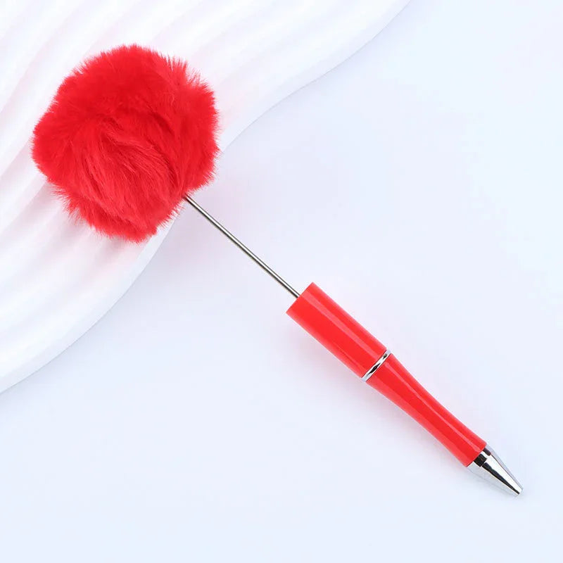 Long hair ball bead pen ins macaron color furry rotating ballpoint pen | DIY Beadable Pen Craft Gift Idea