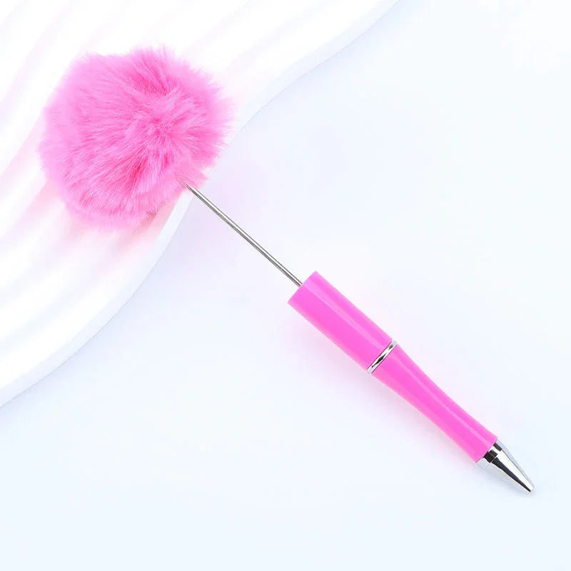 Long hair ball bead pen ins macaron color furry rotating ballpoint pen | DIY Beadable Pen Craft Gift Idea