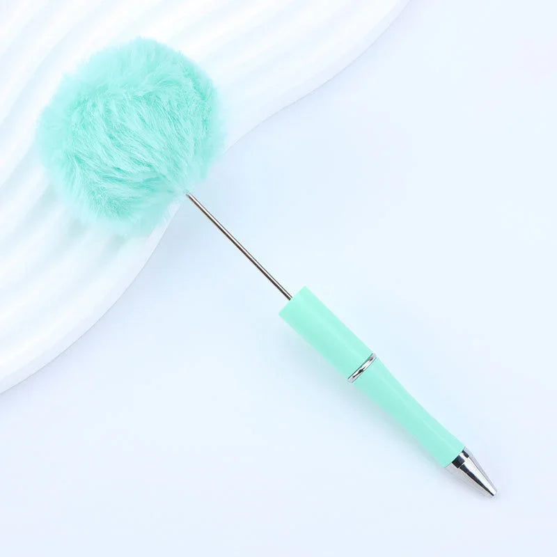 Long hair ball bead pen ins macaron color furry rotating ballpoint pen | DIY Beadable Pen Craft Gift Idea