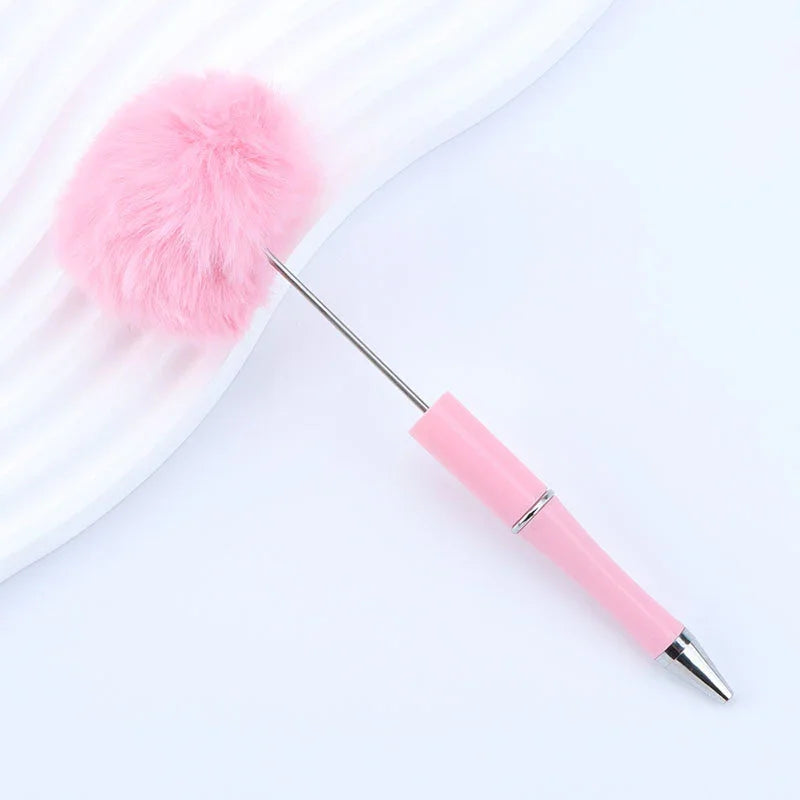 Long hair ball bead pen ins macaron color furry rotating ballpoint pen | DIY Beadable Pen Craft Gift Idea