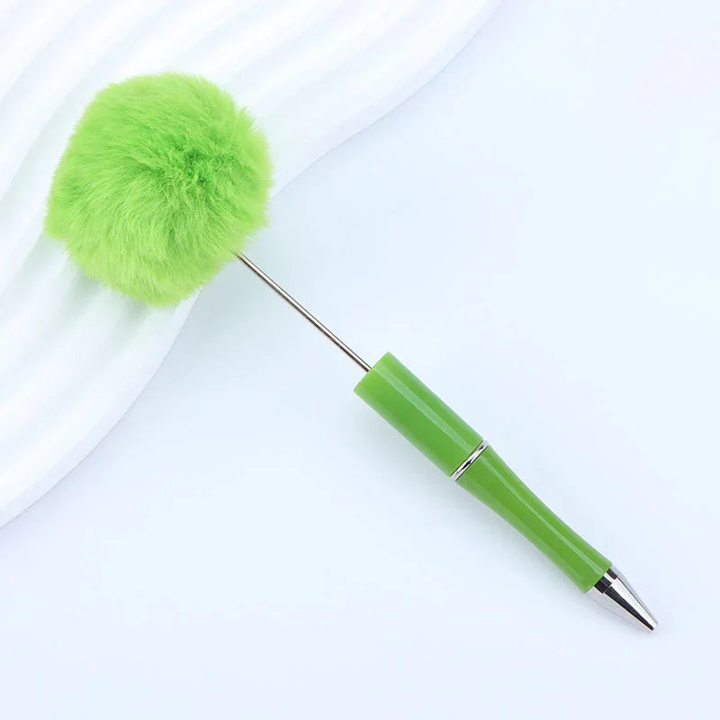 Long hair ball bead pen ins macaron color furry rotating ballpoint pen | DIY Beadable Pen Craft Gift Idea