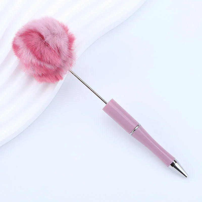 Long hair ball bead pen ins macaron color furry rotating ballpoint pen | DIY Beadable Pen Craft Gift Idea
