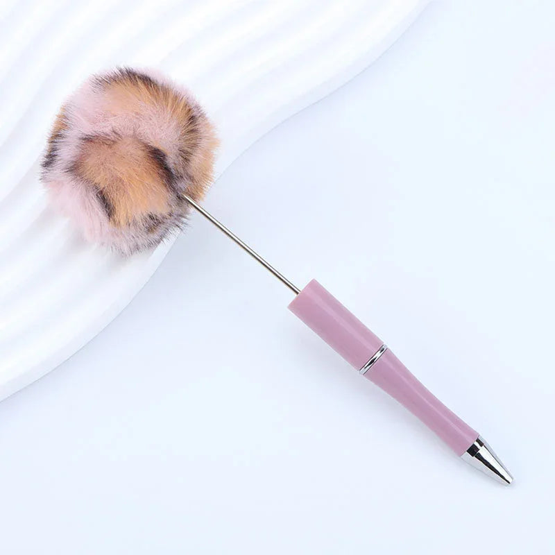 Long hair ball bead pen ins macaron color furry rotating ballpoint pen | DIY Beadable Pen Craft Gift Idea