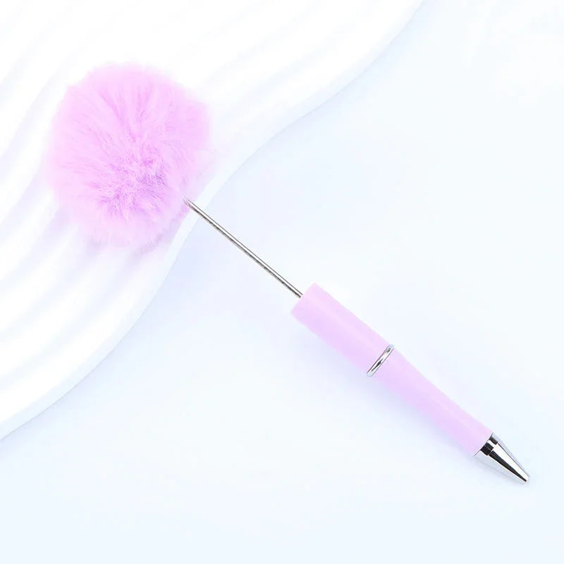 Long hair ball bead pen ins macaron color furry rotating ballpoint pen | DIY Beadable Pen Craft Gift Idea