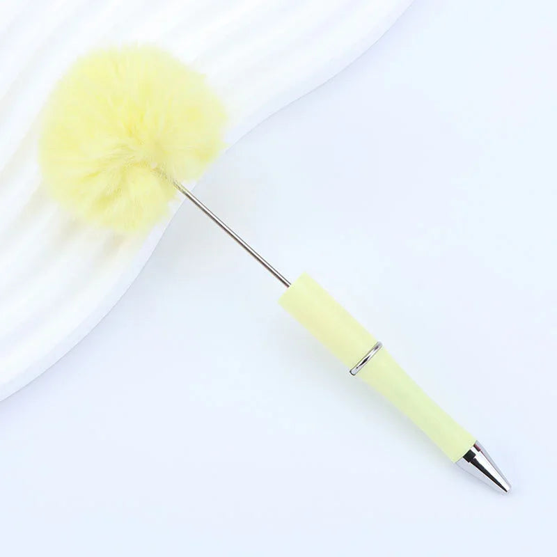 Long hair ball bead pen ins macaron color furry rotating ballpoint pen | DIY Beadable Pen Craft Gift Idea