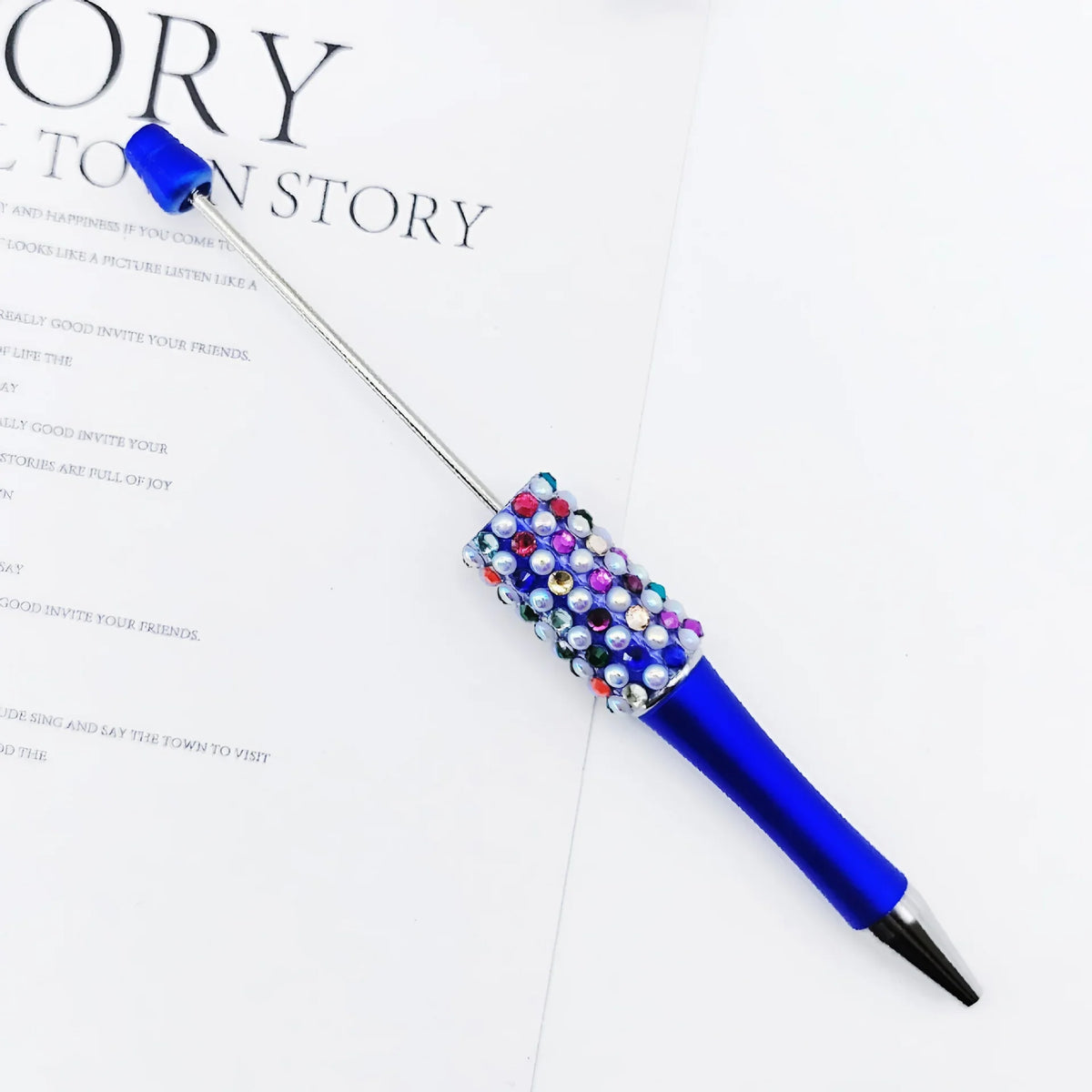 Candy Pearl Bead Pen Colorful UV Electroplating Ballpoint Pen | DIY Bead Bracelet Keychain & Jewelry Craft Supply