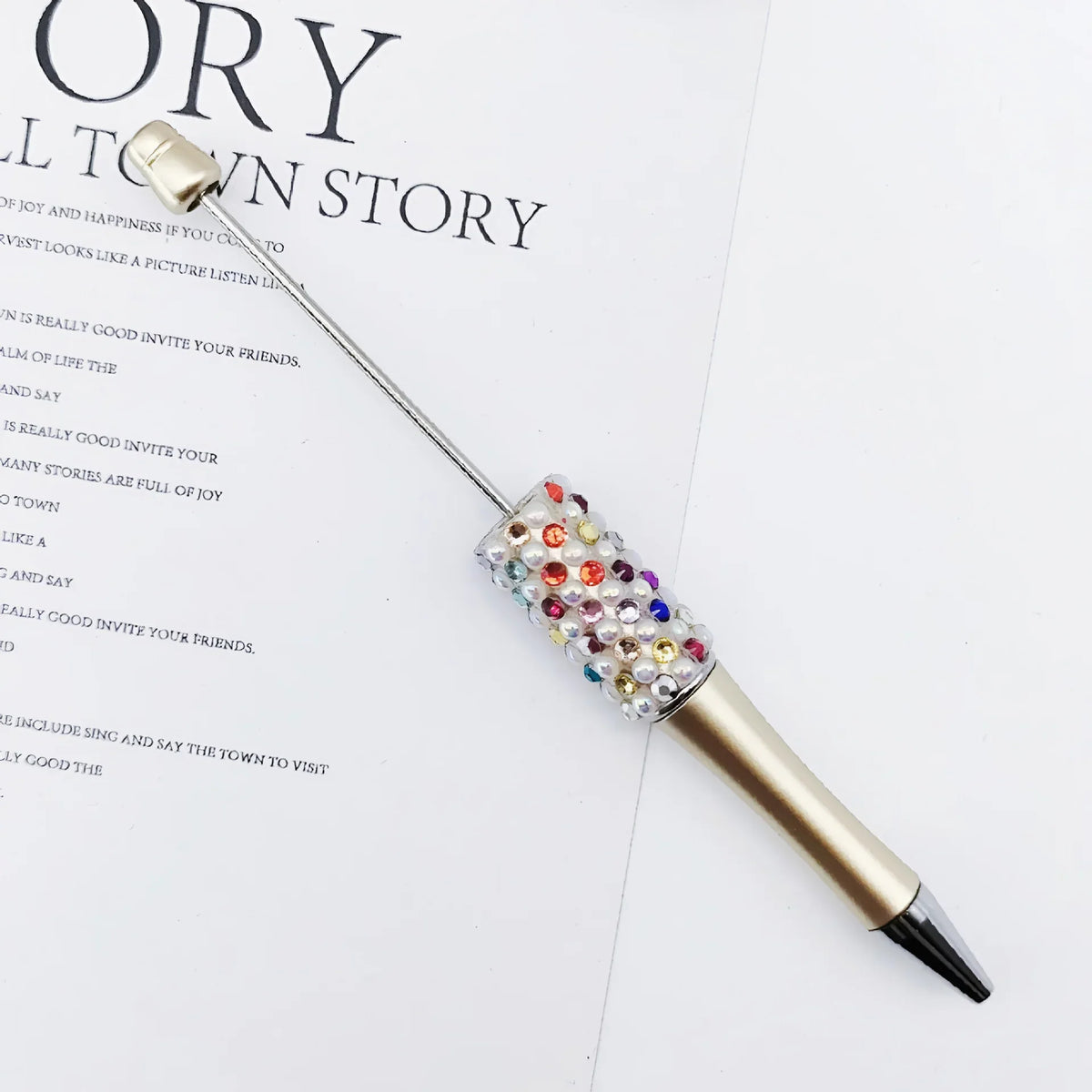 Candy Pearl Bead Pen Colorful UV Electroplating Ballpoint Pen | DIY Bead Bracelet Keychain & Jewelry Craft Supply
