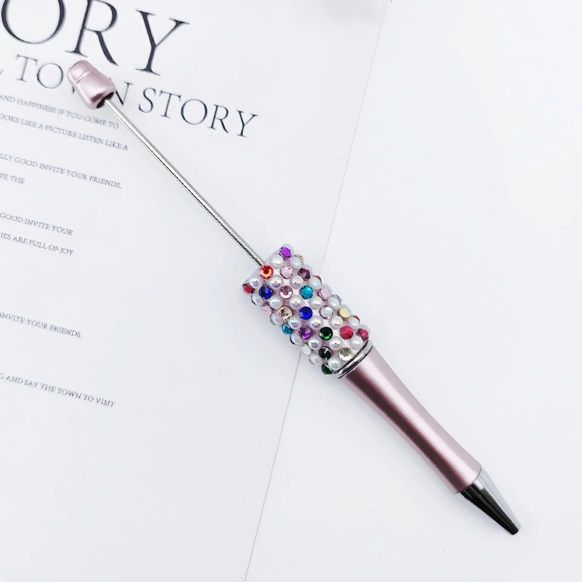 Candy Pearl Bead Pen Colorful UV Electroplating Ballpoint Pen | DIY Bead Bracelet Keychain & Jewelry Craft Supply