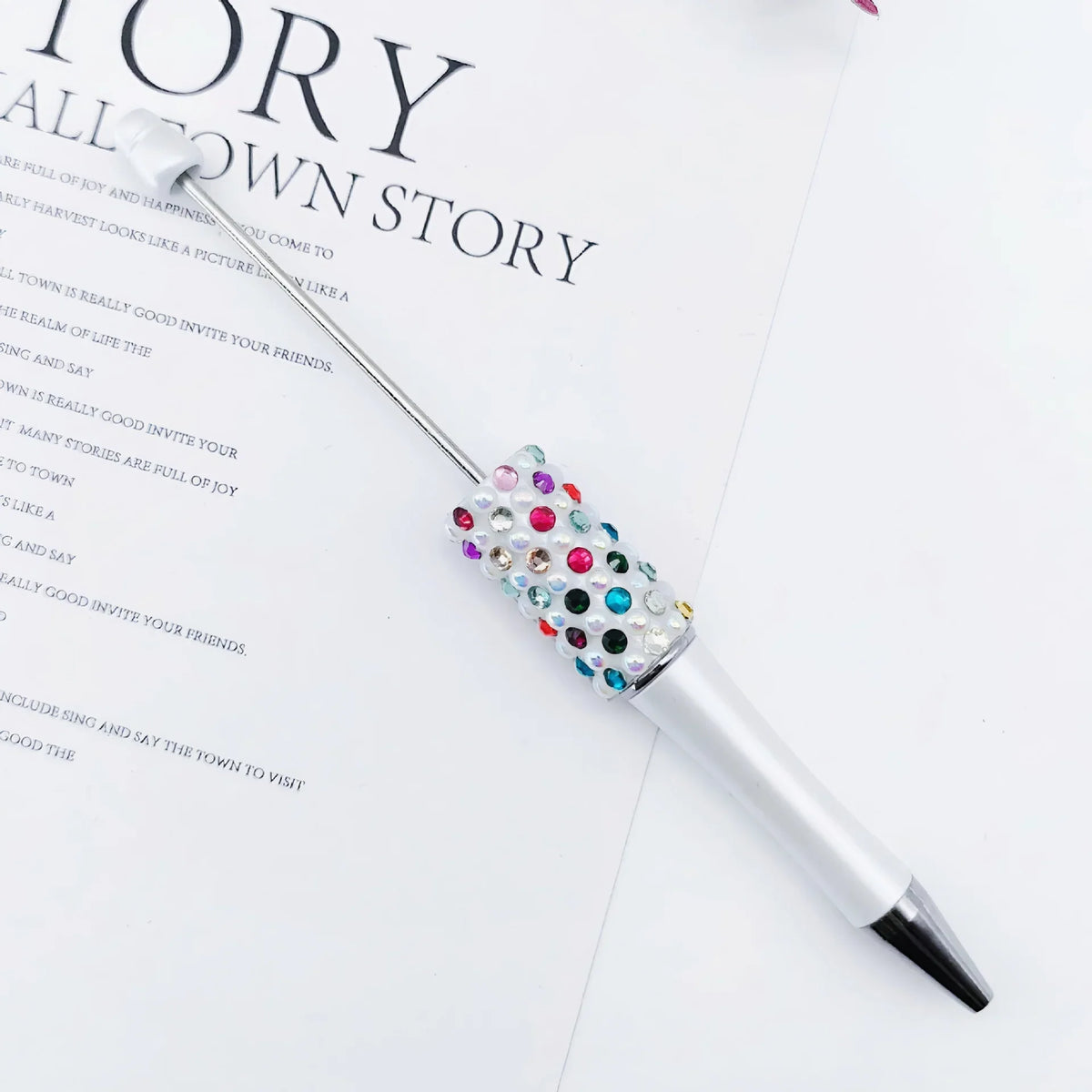 Candy Pearl Bead Pen Colorful UV Electroplating Ballpoint Pen | DIY Bead Bracelet Keychain & Jewelry Craft Supply