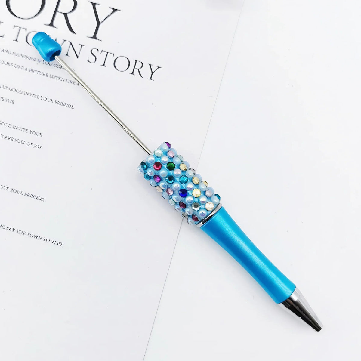 Candy Pearl Bead Pen Colorful UV Electroplating Ballpoint Pen | DIY Bead Bracelet Keychain & Jewelry Craft Supply