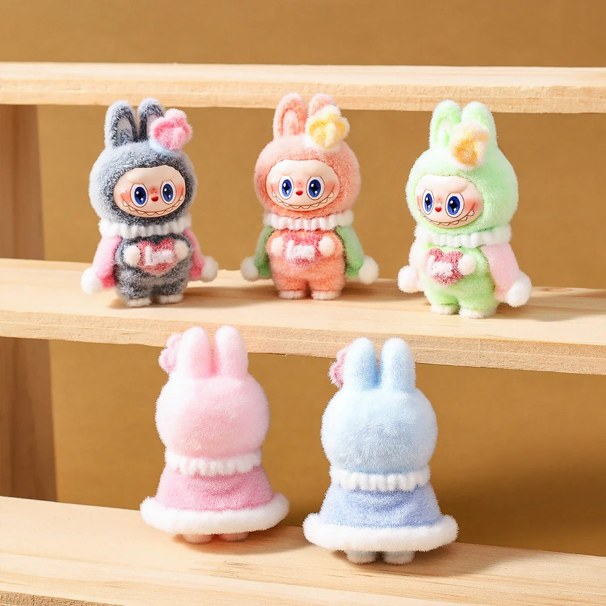 Flocked Labu King Cute Doll 10pcs/set  （No Hole） | Acrylic Bead for DIY Bracelet Keychain Jewelry Making