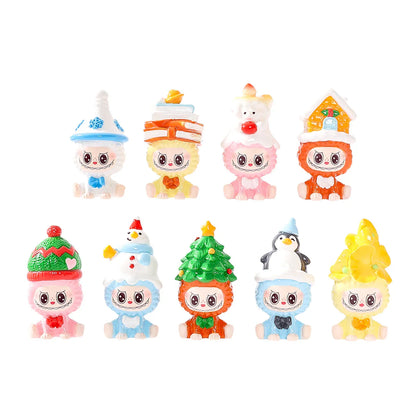 Winter Christmas Labu Cute Resin Doll 9pcs/set  （No Hole）