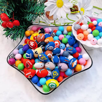 30 Teams NFL Football 3D Silicone Beads DIY Silicone Jewelry Glue Beads Beaded Accessories American Football Loose Beads