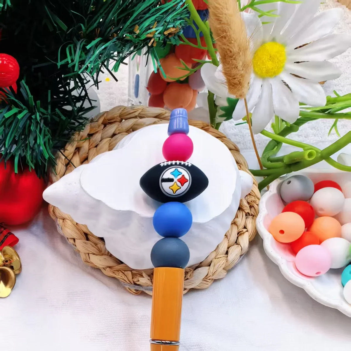 30 Teams NFL Football 3D Silicone Focal Beads | DIY Sports Fan Bracelet & Keychain Craft Bead