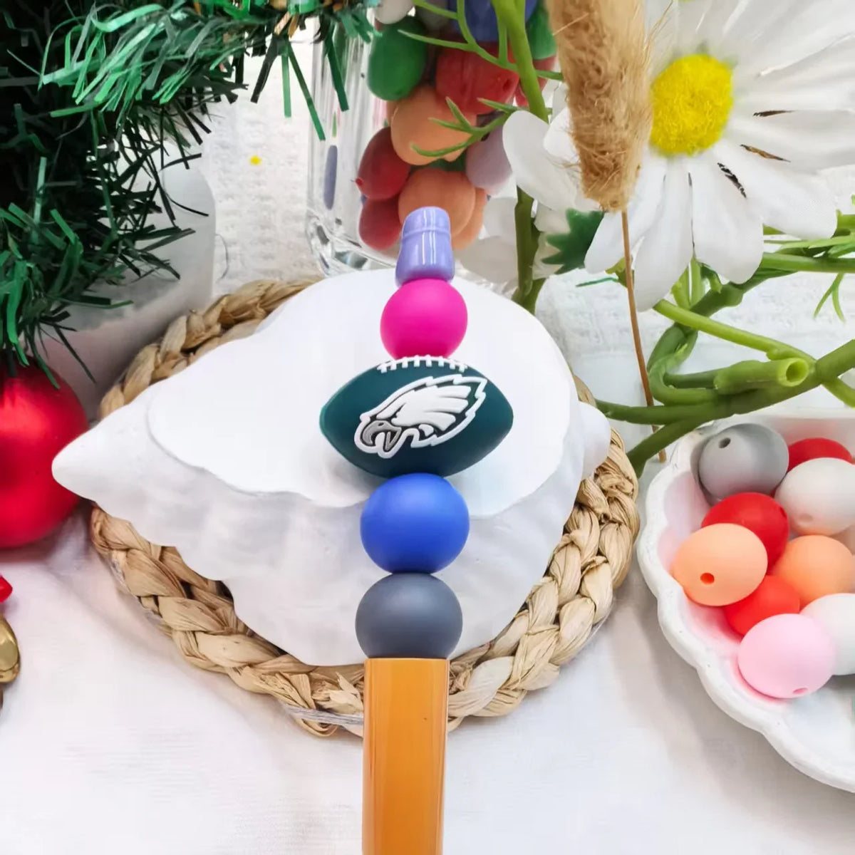 30 Teams NFL Football 3D Silicone Focal Beads | DIY Sports Fan Bracelet & Keychain Craft Bead