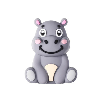 3D Silicone Beads Cartoon Panda Hippo Lion Three-dimensional Animal Focal Beads
