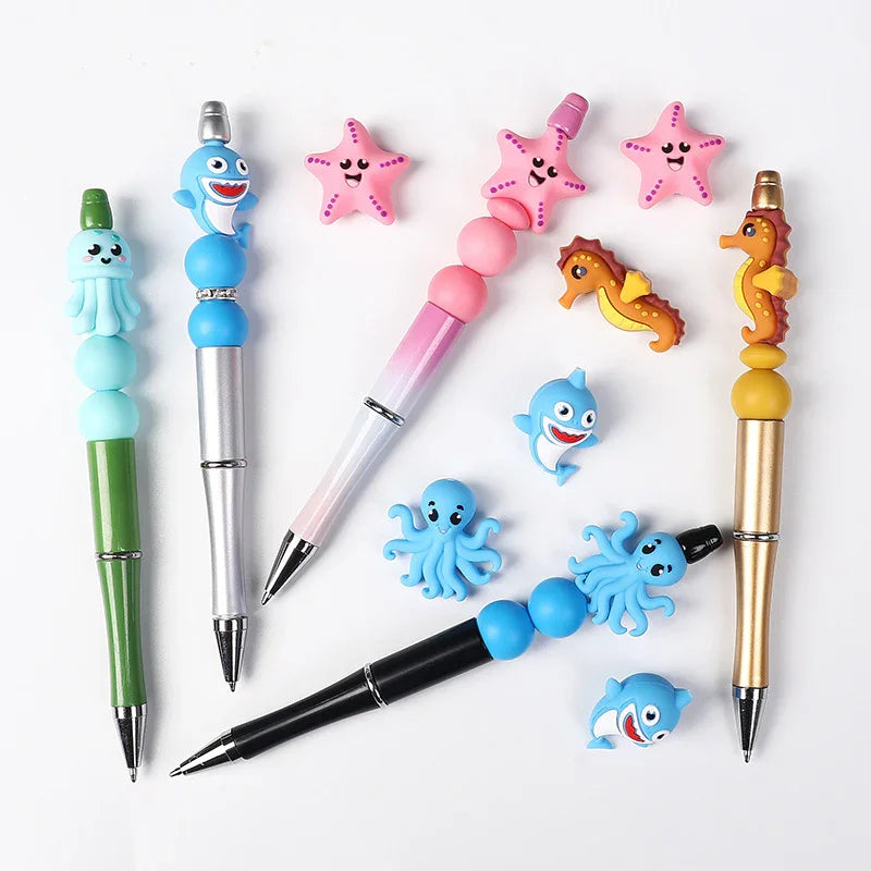 Marine Animal World Shark 3D Silicone Beads Bead Pen Animal Focal Beads | Silicone Focal Bead for DIY Keychain & Pen Wrap