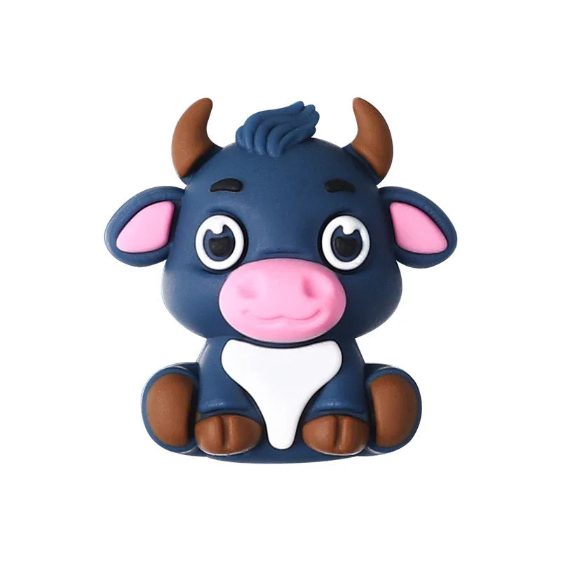 3D Silicone Beads Cartoon Panda Hippo Lion Three-dimensional Animal Focal | Silicone Focal Bead for DIY Keychain & Pen Wrap