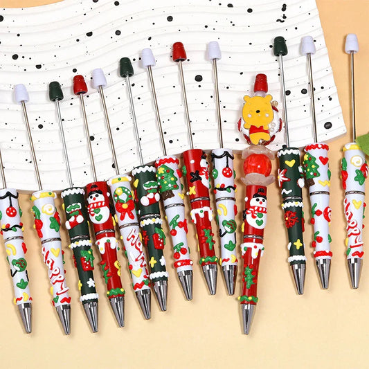 Christmas Cartoon Cute Cream Painted Bead Pen