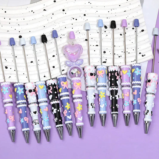 Hand-painted Bow Cartoon Beaded Pen Macaron Color Matching