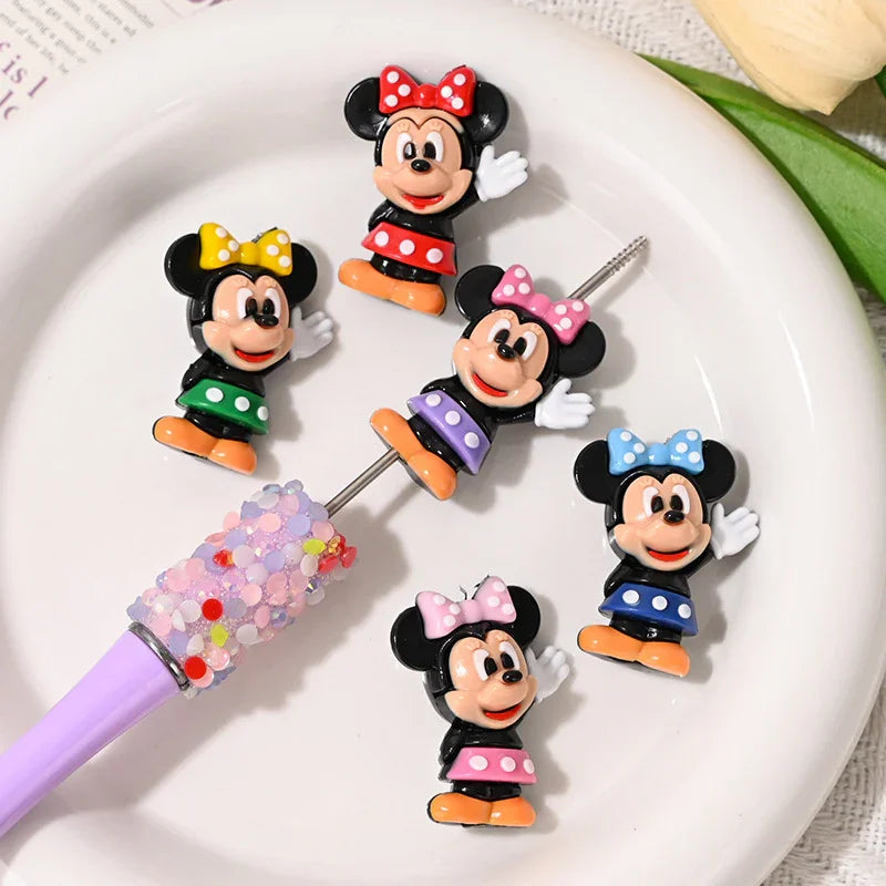 Cartoon Cute Minnie Silicone Focal Beads | Acrylic Bead for DIY Bracelet Keychain Jewelry Making