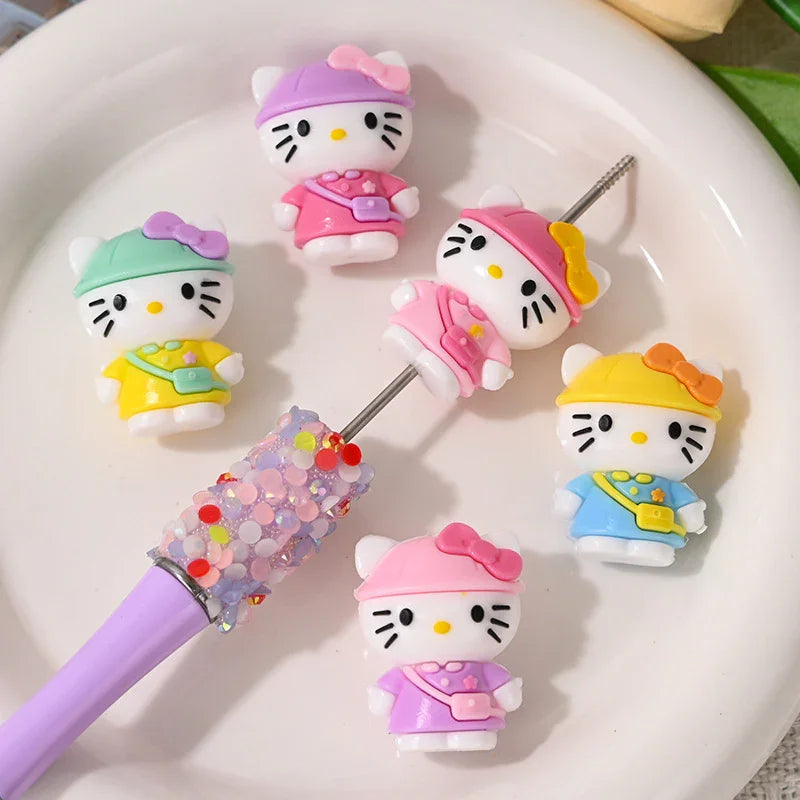 3D Cartoon Kt Cat Silicone Focal Beads | Acrylic Bead for DIY Bracelet Keychain Jewelry Making