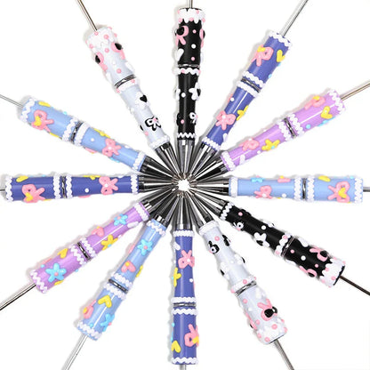 Hand-painted Bow Cartoon Beaded Pen Macaron Color Matching