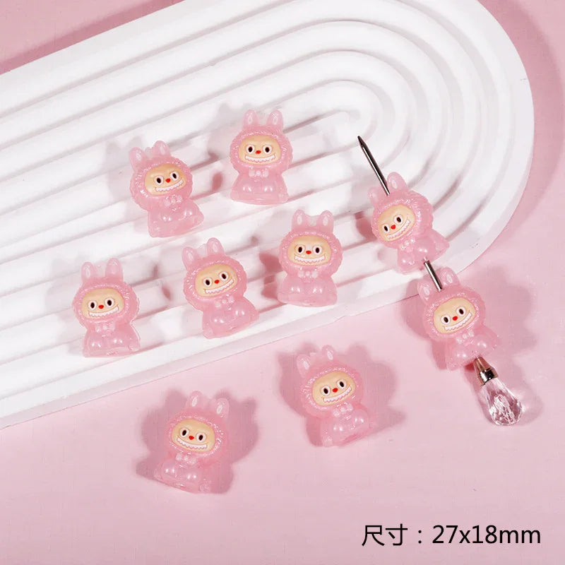 Cute 3D LABU Through-hole Beads | Acrylic Bead for DIY Bracelet Keychain Jewelry Making