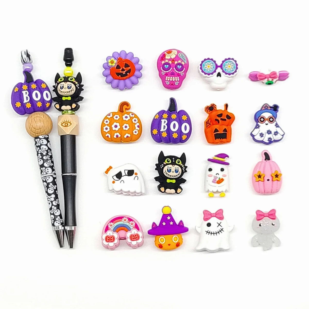Halloween Silicone Beads LABU Evil Pumpkin Silicone Focus Beads | Holiday Bead for DIY Seasonal Bracelet & Gift Craft