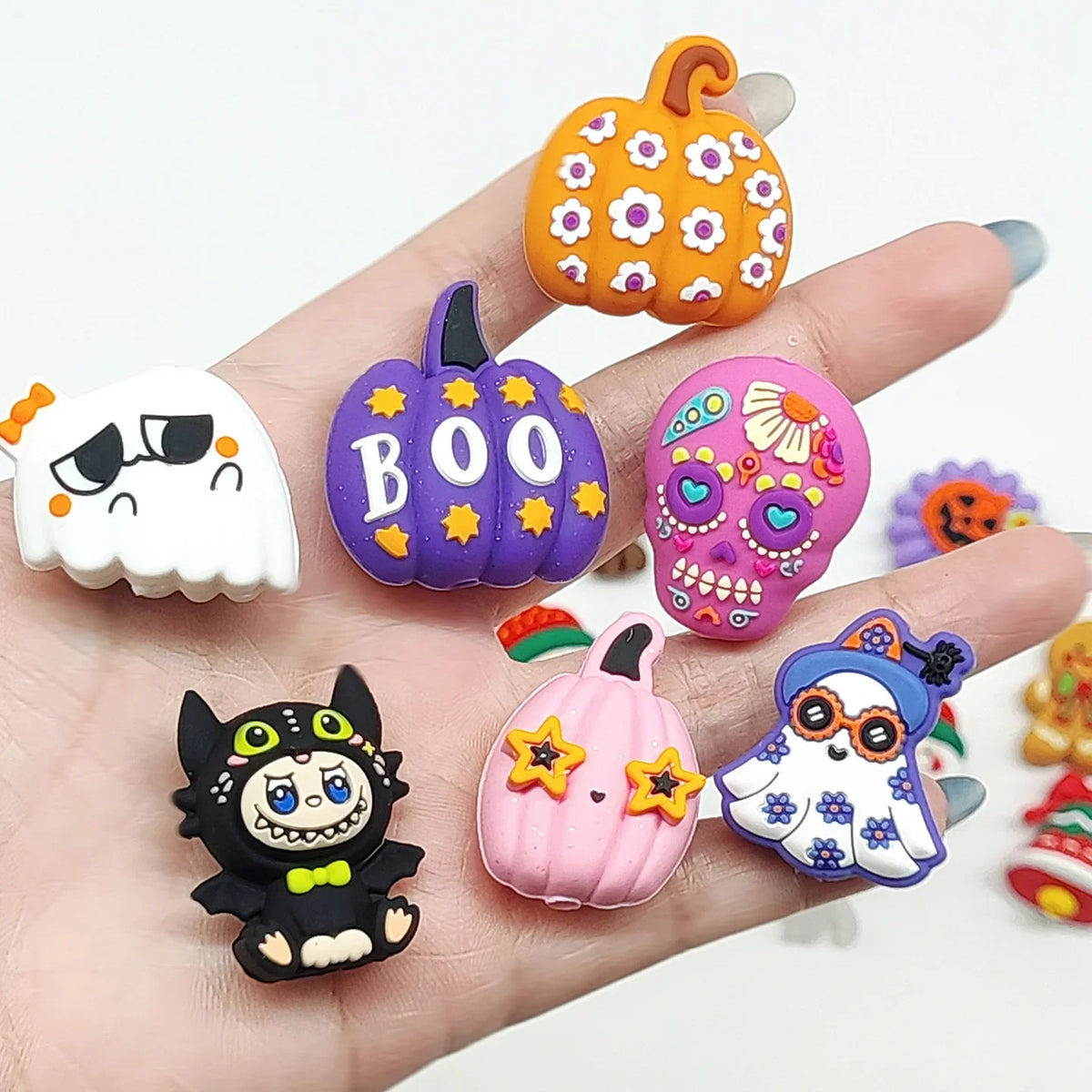 Halloween Silicone Beads LABU Evil Pumpkin Silicone Focus Beads | Holiday Bead for DIY Seasonal Bracelet & Gift Craft