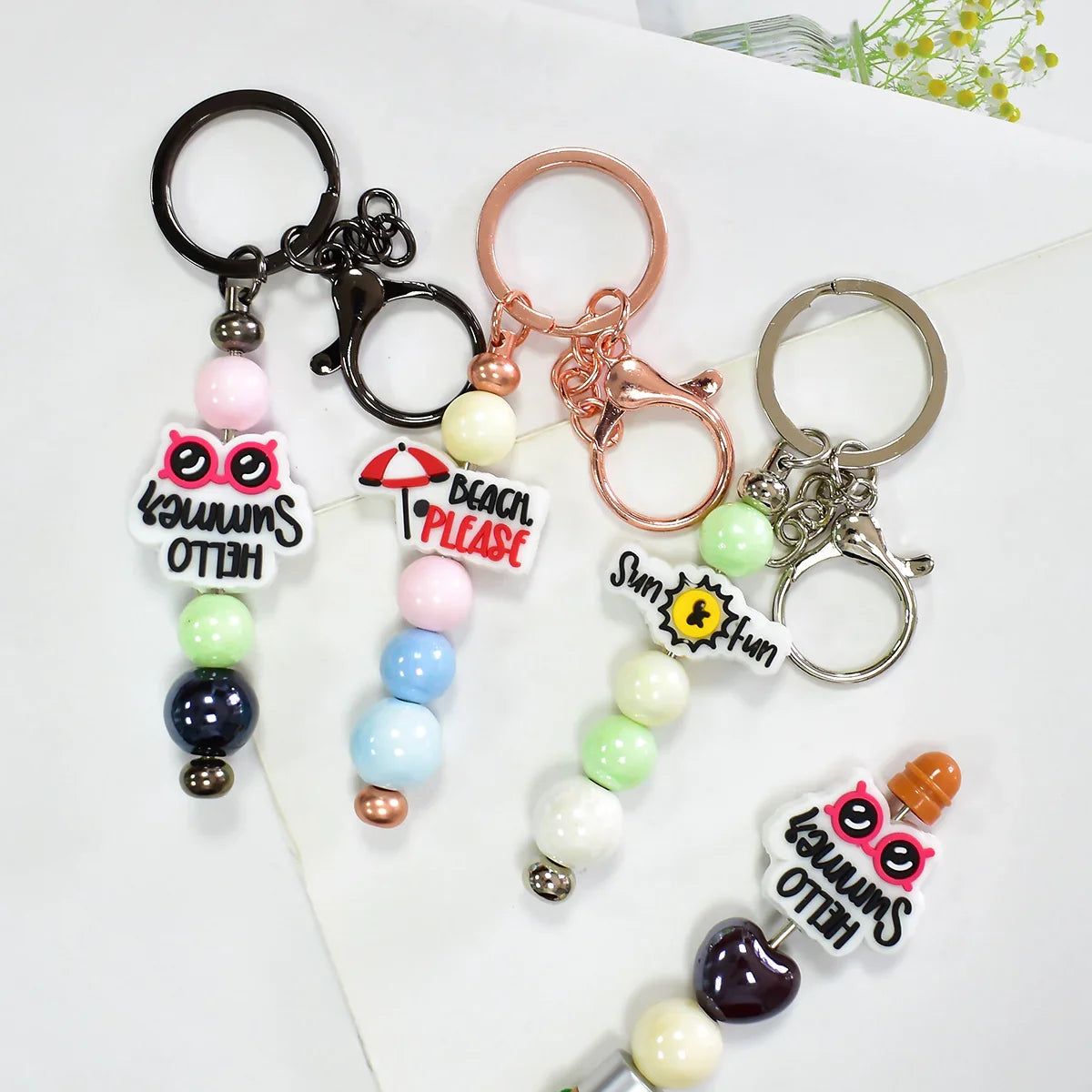 Creative Phrase Series Beaded Keychain Cartoon DIY Ballpoint Pen Handmade Beaded Coke Bead