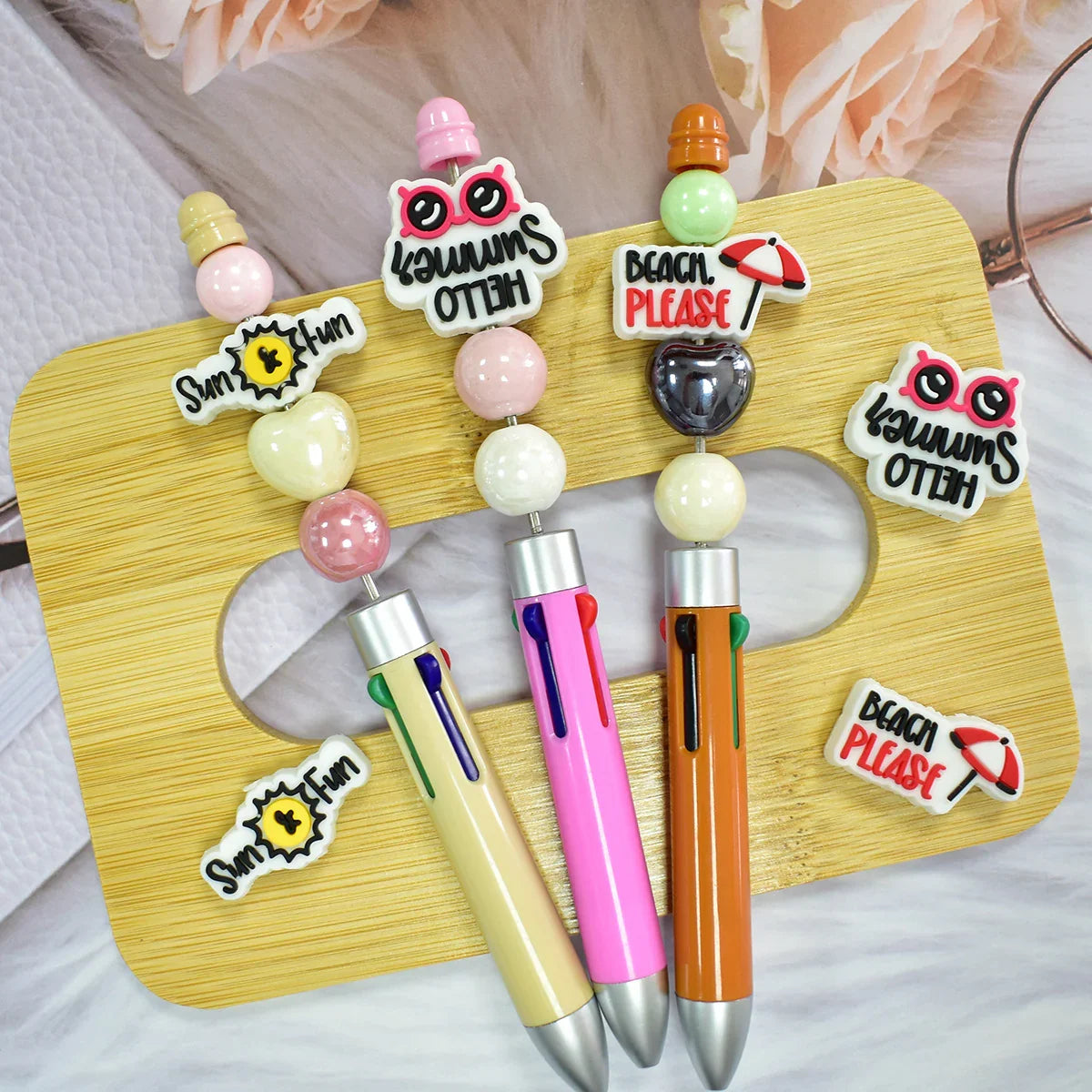 Creative Phrase Series Beaded Keychain Cartoon DIY Ballpoint Pen Handmade Beaded Coke Bead
