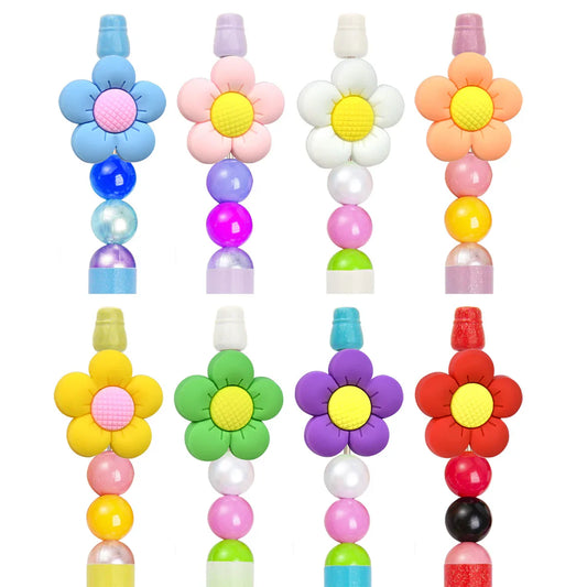 Creative Ballpoint Pen Beaded Accessories Cute Flower Silicone Focal Beads