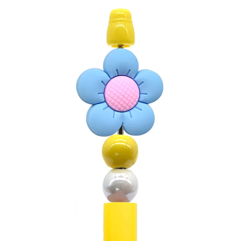 Creative Ballpoint Pen Beaded Accessories Cute Flower Silicone Focal Beads