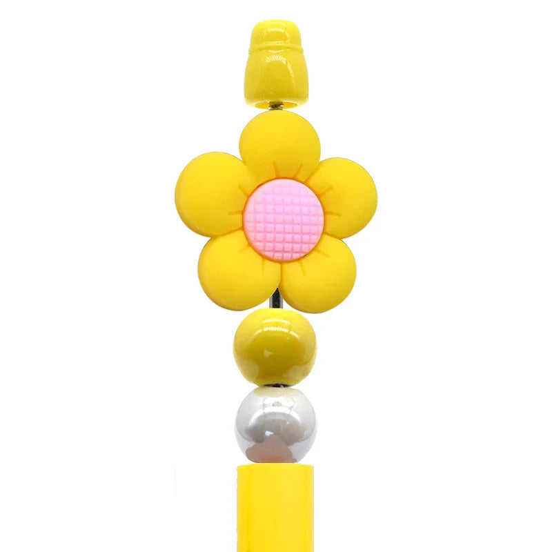 Creative Ballpoint Pen Beaded Accessories Cute Flower Silicone Focal Beads
