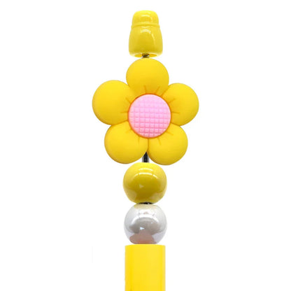 Creative Ballpoint Pen Beaded Accessories Cute Flower Silicone Focal Beads