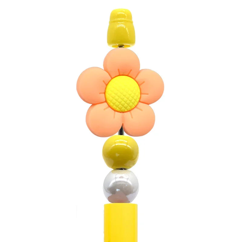 Creative Ballpoint Pen Beaded Accessories Cute Flower Silicone Focal Beads