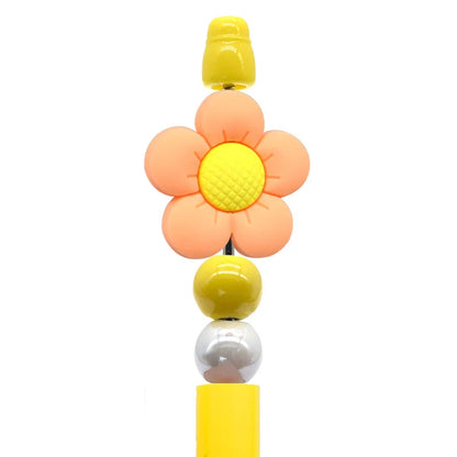 Creative Ballpoint Pen Beaded Accessories Cute Flower Silicone Focal Beads