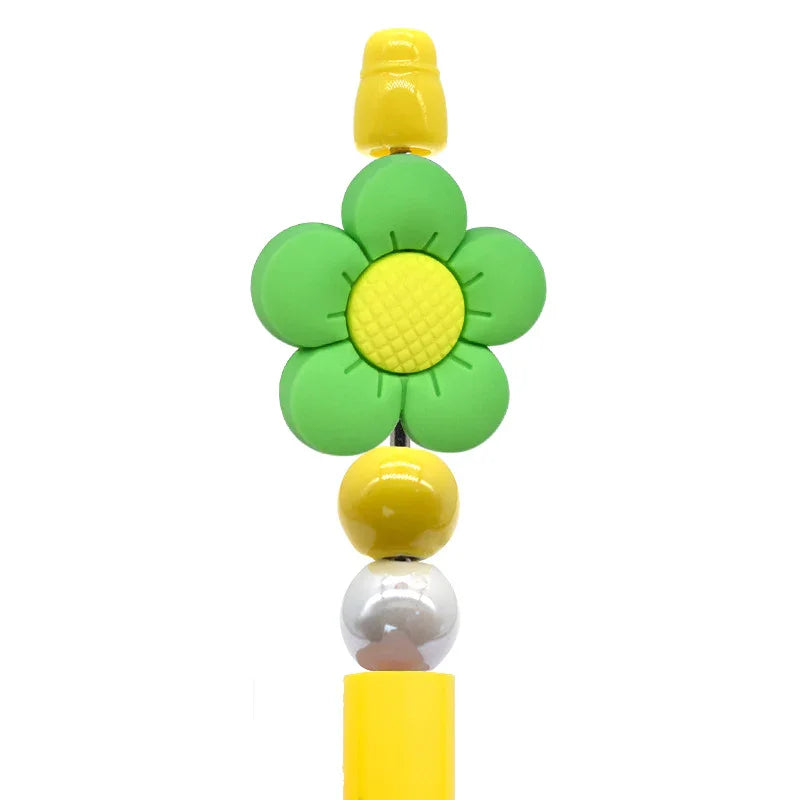 Creative Ballpoint Pen Beaded Accessories Cute Flower Silicone Focal Beads
