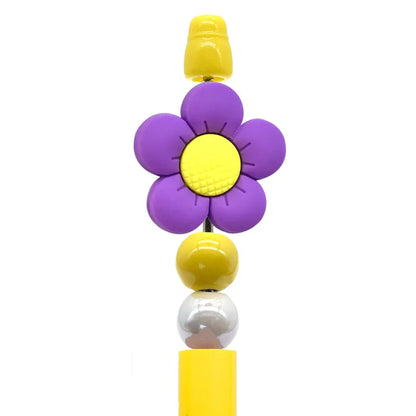 Creative Ballpoint Pen Beaded Accessories Cute Flower Silicone Focal Beads