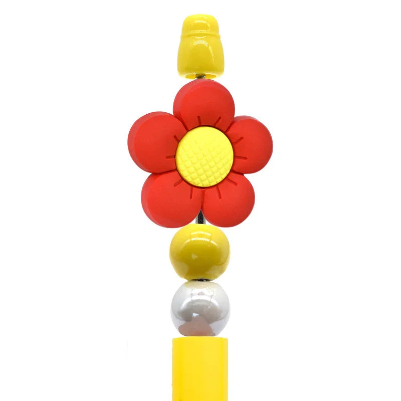 Creative Ballpoint Pen Beaded Accessories Cute Flower Silicone Focal Beads