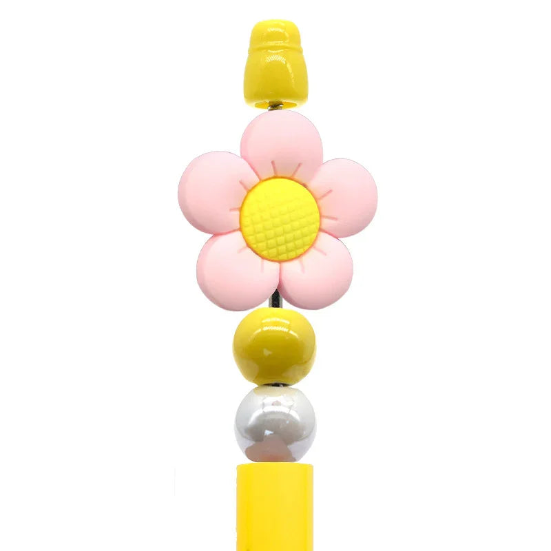 Creative Ballpoint Pen Beaded Accessories Cute Flower Silicone Focal Beads