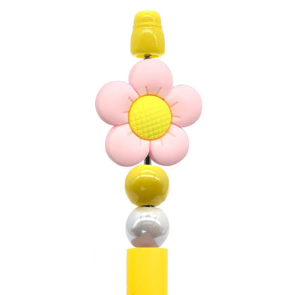 Creative Ballpoint Pen Beaded Accessories Cute Flower Silicone Focal Beads
