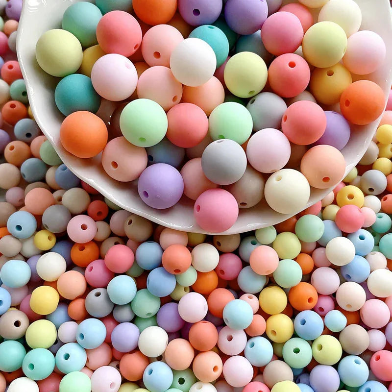 Colored Silicone Beads Round Beads 15mm Candy Color Silicone Beads | Silicone Bead for DIY Bracelet & Keychain Making