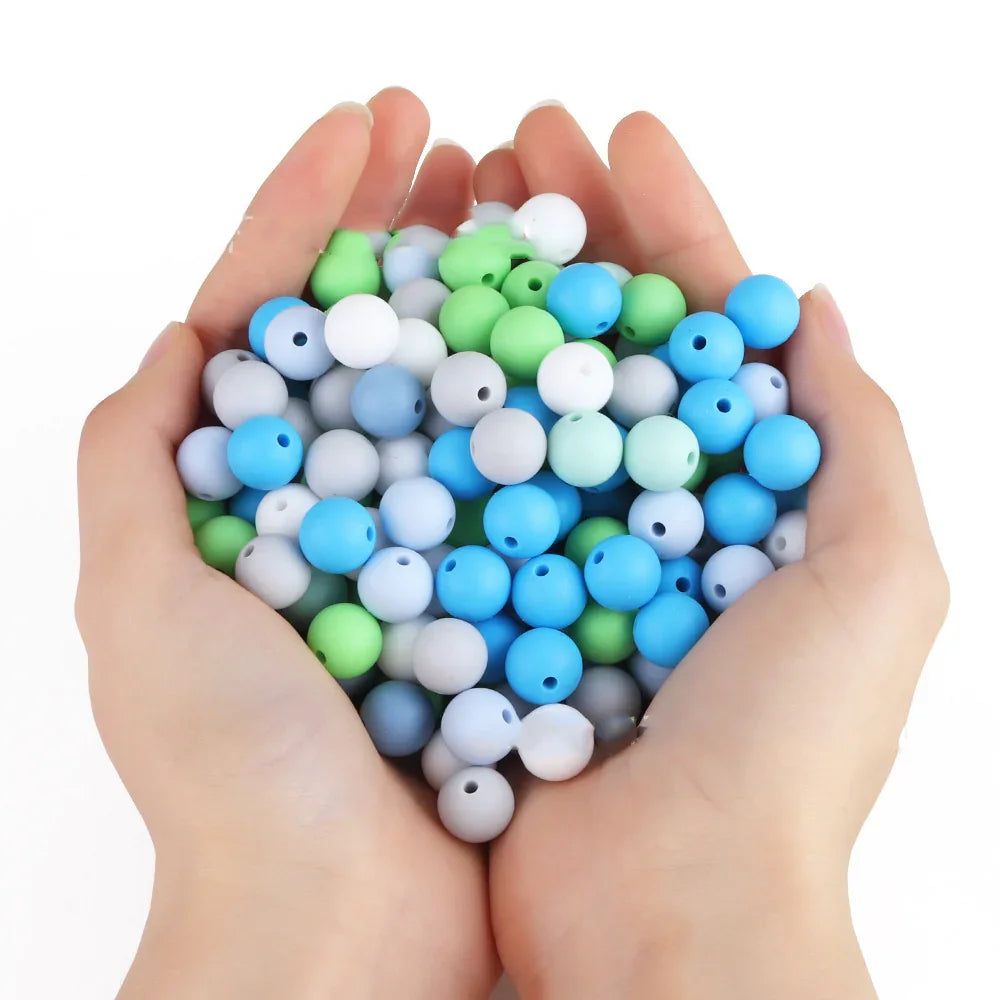 Colored Silicone Beads Round Beads 15mm Candy Color Silicone Beads | Silicone Bead for DIY Bracelet & Keychain Making