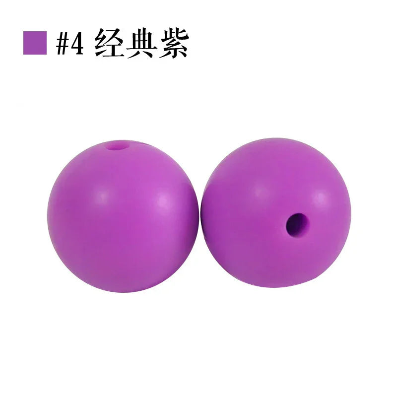 Colored Silicone Beads Round Beads 15mm Candy Color Silicone Beads | Silicone Bead for DIY Bracelet & Keychain Making