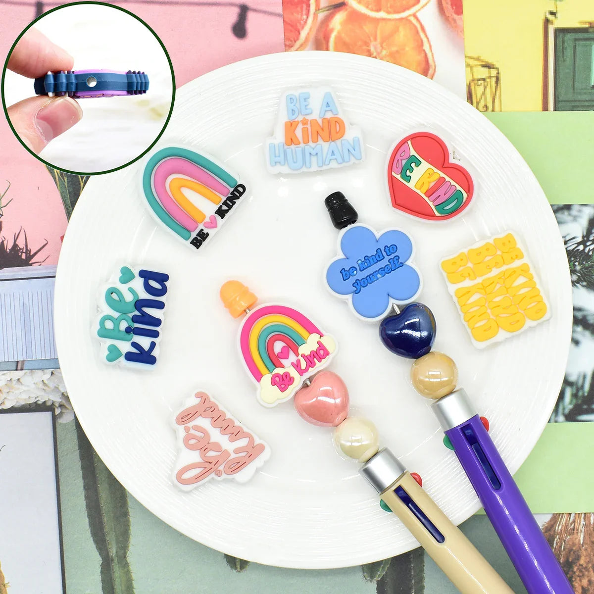 English Phrase Series Cartoon Silicone Focal Beads