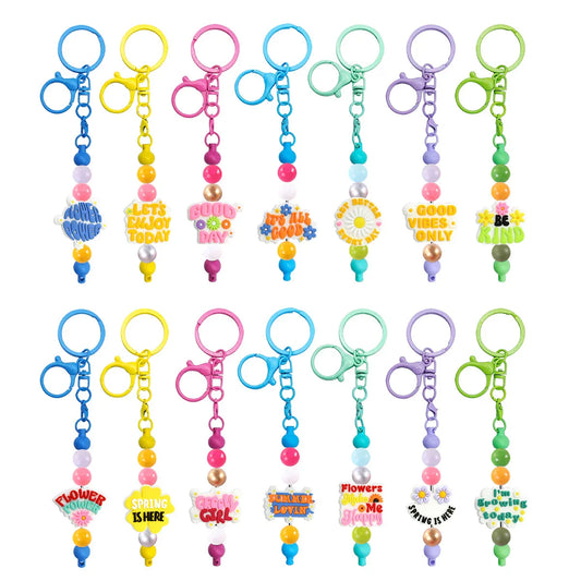 Flower Letter Phrases Silicone Focus Beads