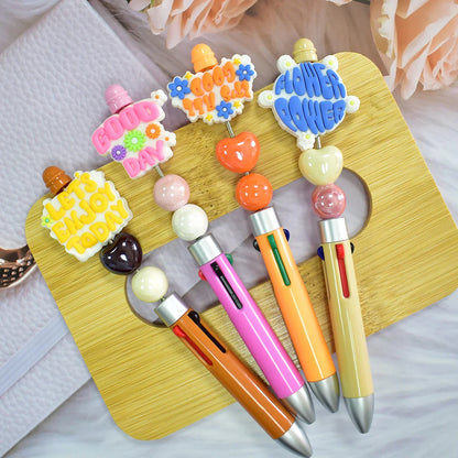 Flower Letter Phrases Silicone Focus Beads