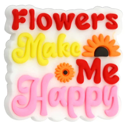Flower Letter Phrases Silicone Focus Beads